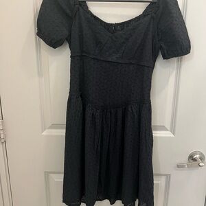 SHEIN Elegant Black Puff Sleeve Mini Dress